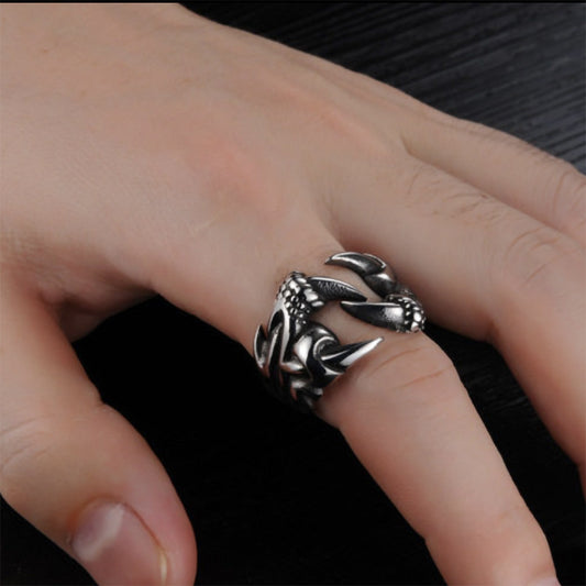 Jewelry Titanium Steel Dragon Claw Heart Party Rings For Men
