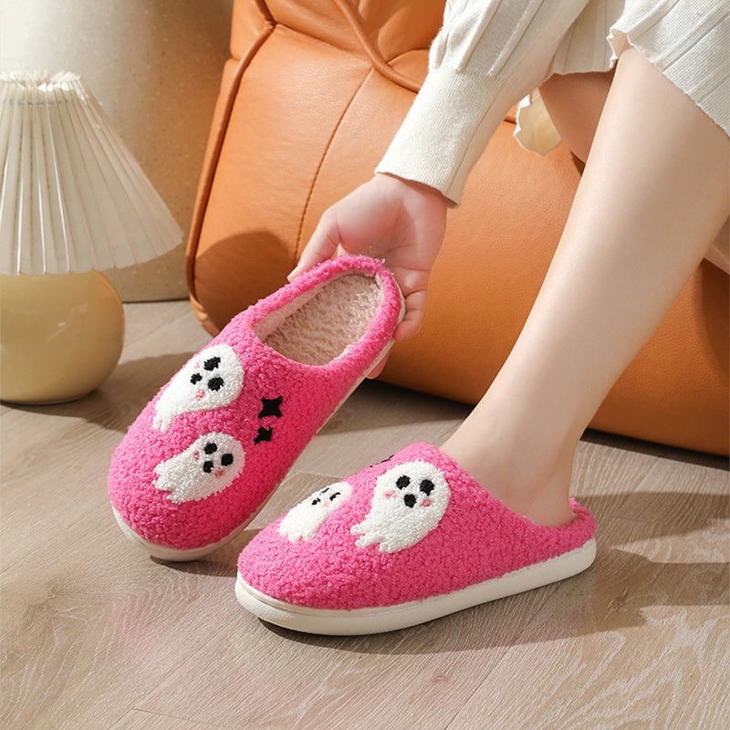 Halloween Cartoon Ghost Cotton Slippers For Women