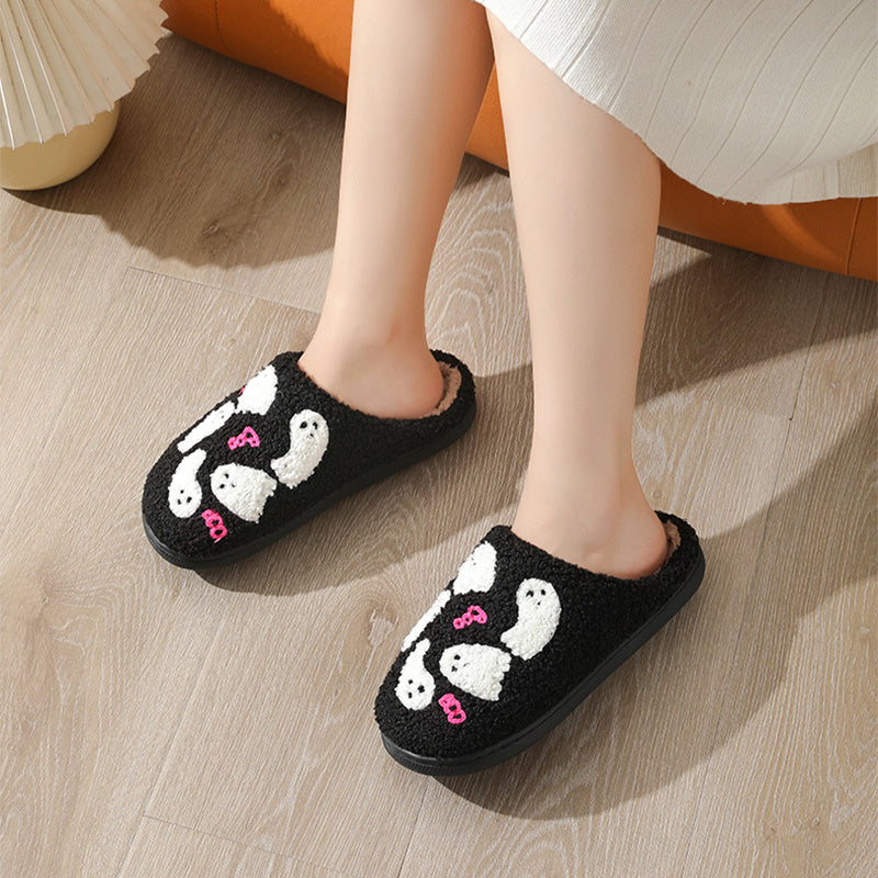 Halloween Cartoon Ghost Cotton Slippers For Women