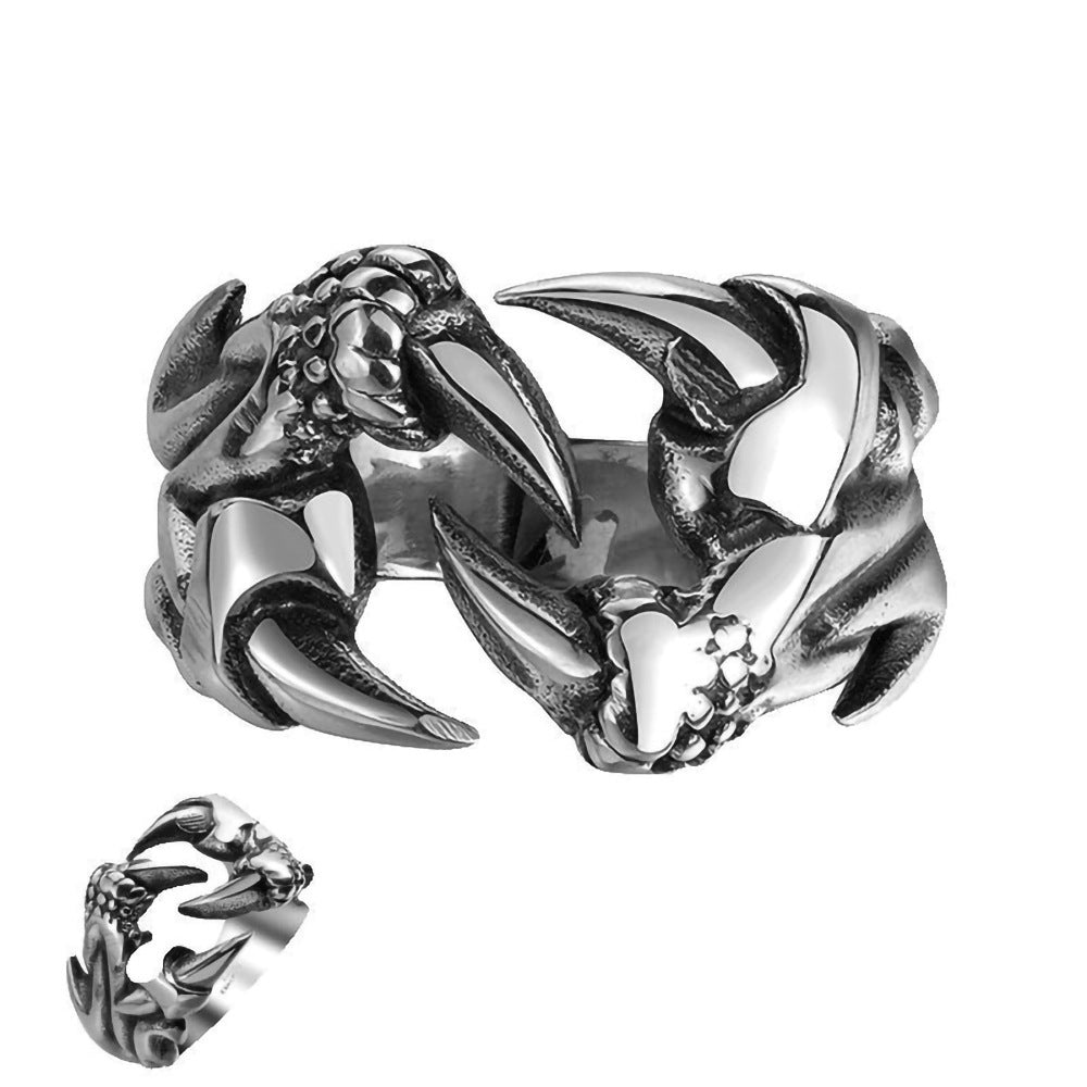 Jewelry Titanium Steel Dragon Claw Heart Party Rings For Men