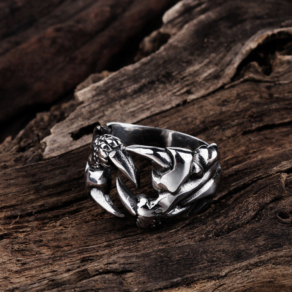 Jewelry Titanium Steel Dragon Claw Heart Party Rings For Men