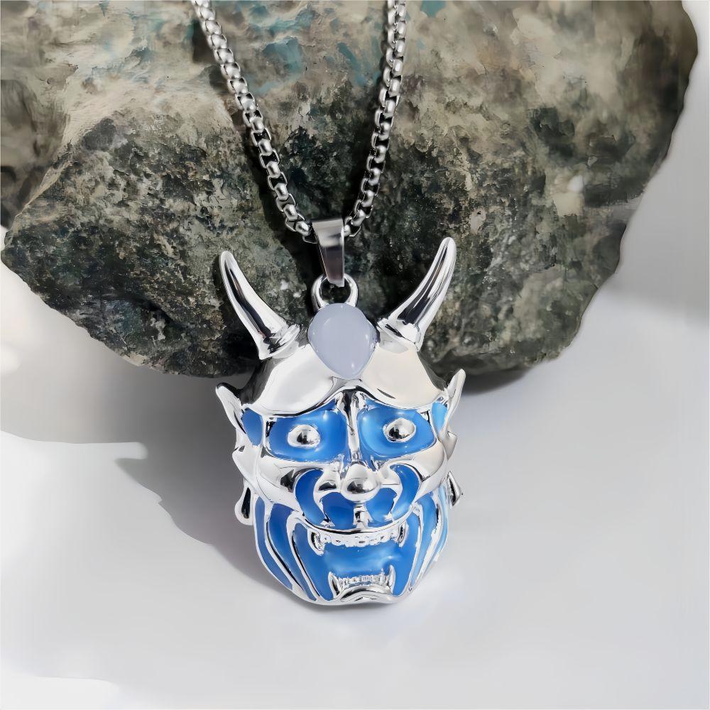 Men's Ghost Mask Luminous Pendant Titanium Steel Halloween Necklace