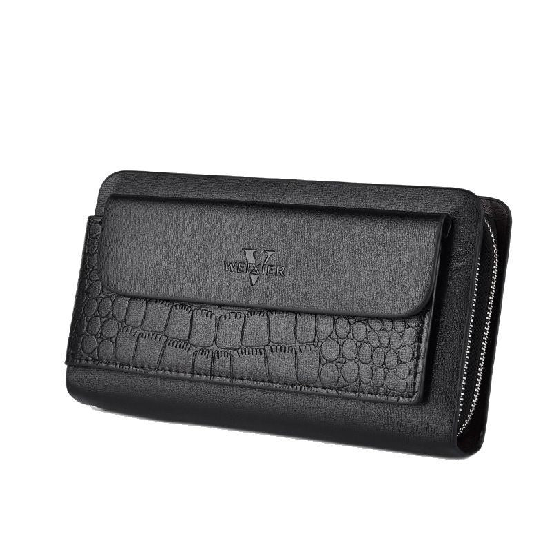 Retro Multiple Card Slots Double Zip Wallet Men
