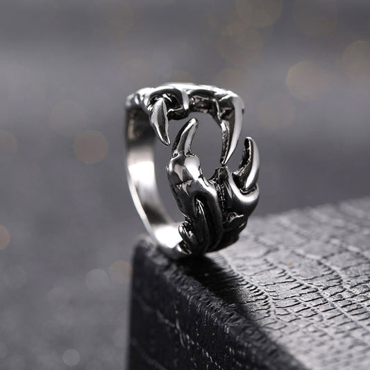 Jewelry Titanium Steel Dragon Claw Heart Party Rings For Men