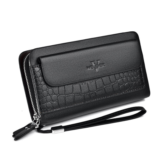 Retro Multiple Card Slots Double Zip Wallet Men
