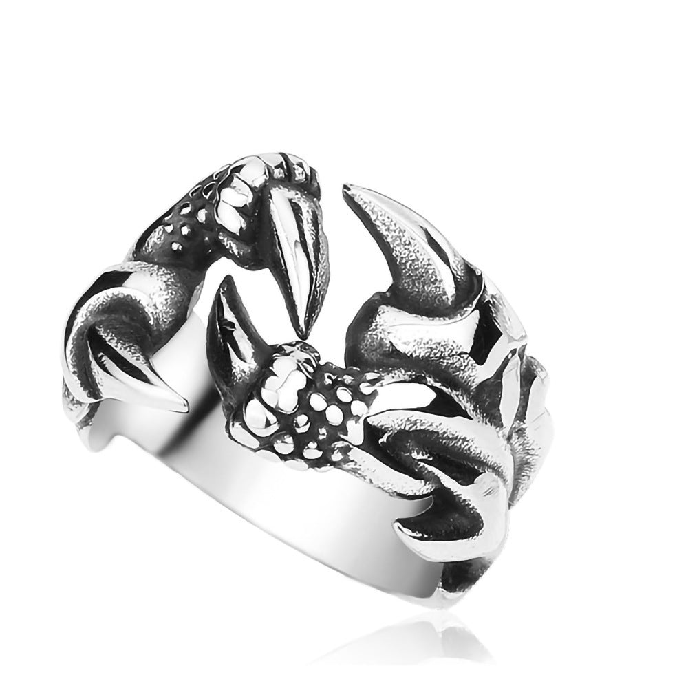 Jewelry Titanium Steel Dragon Claw Heart Party Rings For Men
