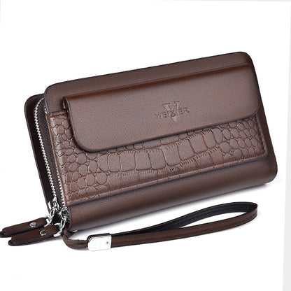 Retro Multiple Card Slots Double Zip Wallet Men